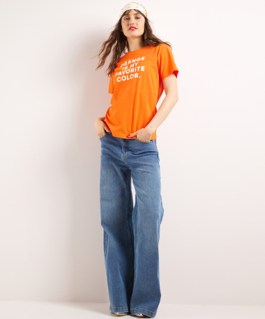 oranje t-shirt met frontprint