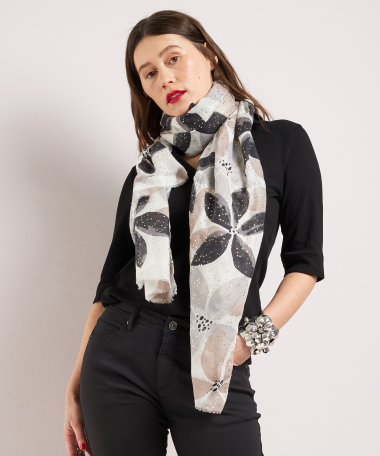 sjaal met bloemenprint en glitter