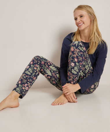 pyjama set: uni top + print broek
