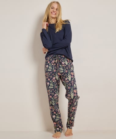 pyjama set: uni top + print broek