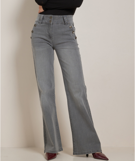 wide fit stretch jeans met knopen
