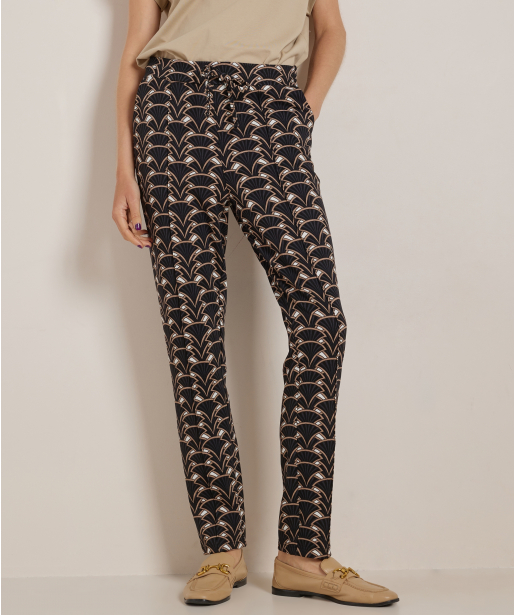 slim fit broek met all-over print