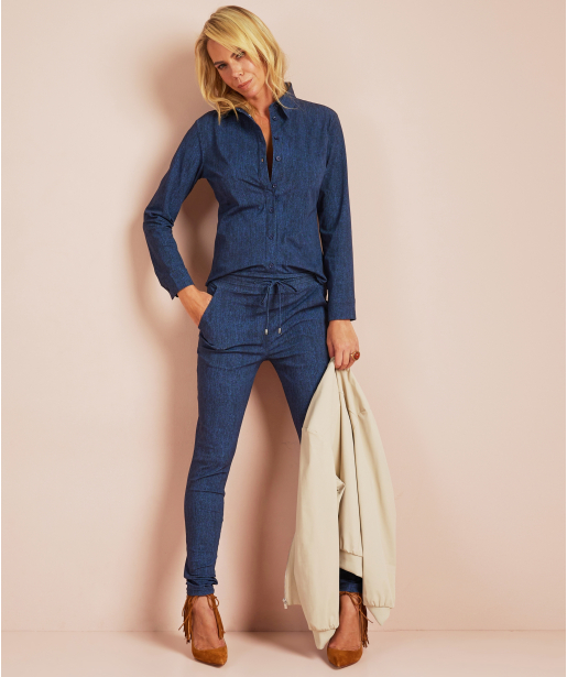 slim fit broek travelstof