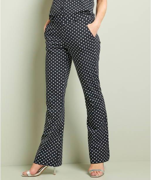 flared fit broek travelstof polkadot
