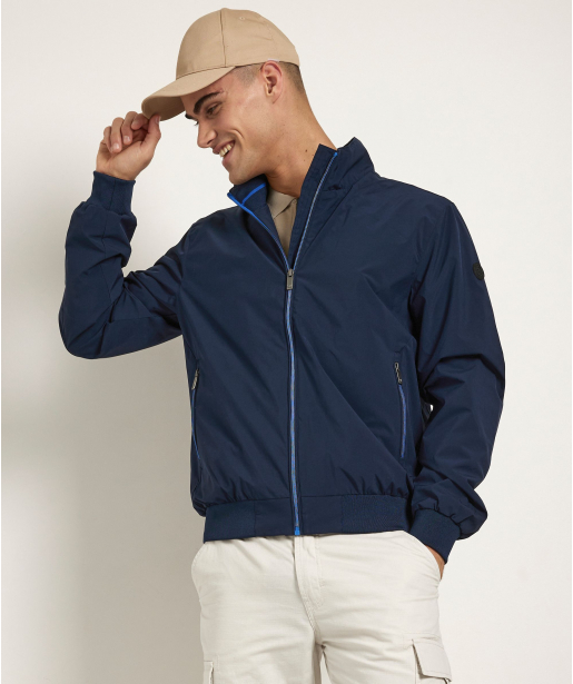 blauwe bomber jas