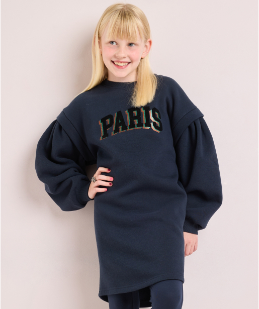 sweat jurk met pofmouw