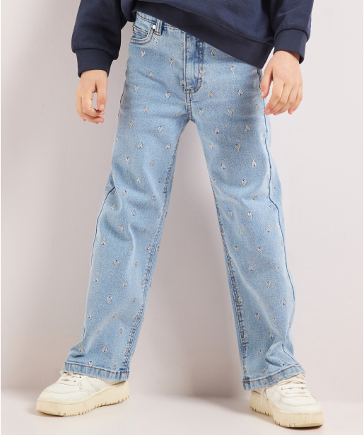 wide fit stretch jeans embroidery