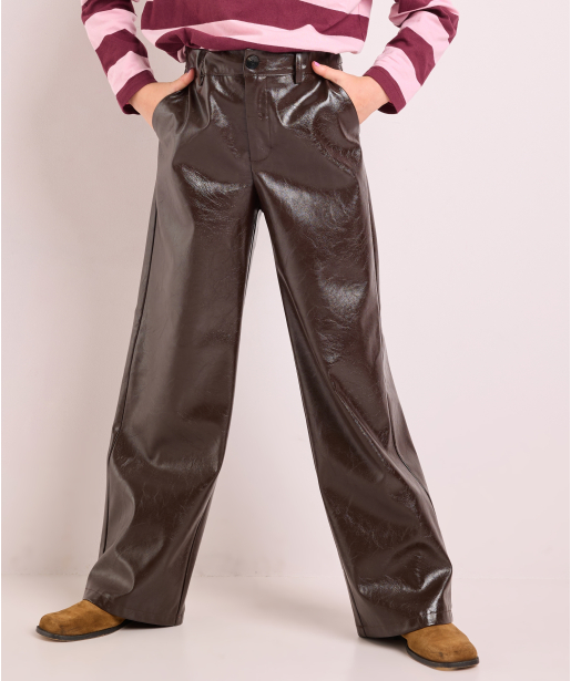 wide fit broek lederlook