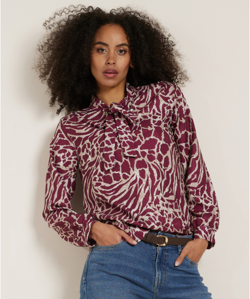 animalprint top met strik