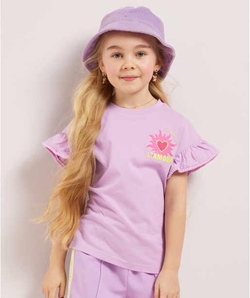 t-shirt met ruches en print