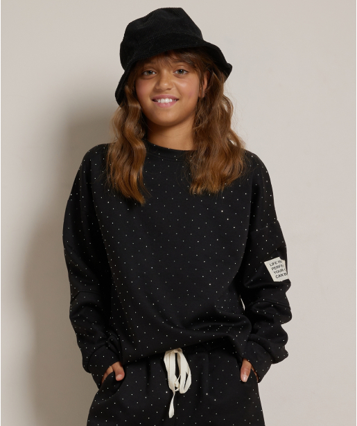 glitter trui mouwlabel