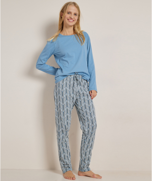 pyjama set: uni top + print broek