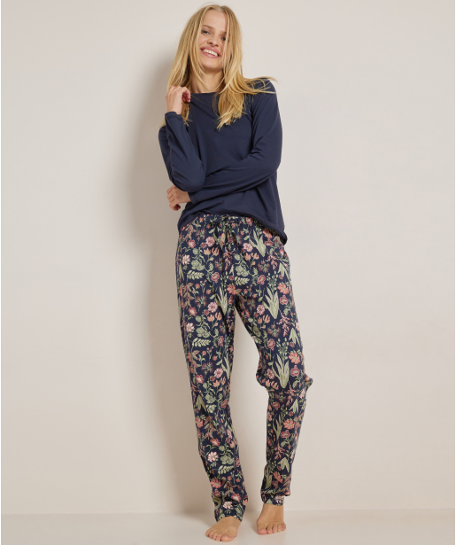 pyjama set: uni top + print broek