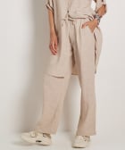 linnenlook wide fit broek uni