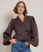 overslag blazer met pofmouw