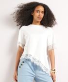 t-shirt met kant en asymmetrische rand