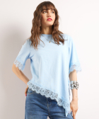 t-shirt met kant en asymmetrische rand