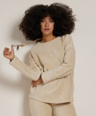 rib velvet top met ketting