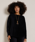 rib velvet top met ketting