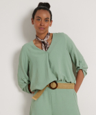 v-hals top met ophaalmouw