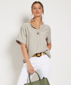 viscose top met sierknoop