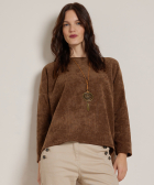 rib velvet top met ketting