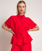 uni blouse met taillekoord