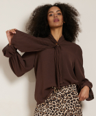 uni blouse met sjaalkraag