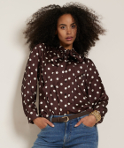 strik blouse met stippenprint