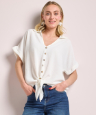 korte blouse met knoopdetail