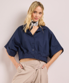 cropped blouse met korte mouw