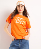 oranje t-shirt met frontprint